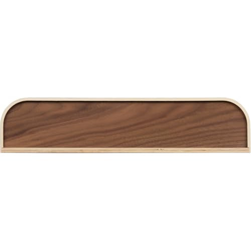 Wooden Wall Mounted Display Caddy, Floating Shelf Organizer Rack, Wood Wall Pocket, Storage Basket Bin 17.7” Wide (Walnut)
