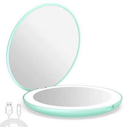 wobsion 10X Magnifying Tabletop Mirror, 4 Inch Round, Glass, ABS - color: 4inch Rechargeable Cyan