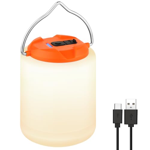 BOBKID LED Camping Lantern, Rechargeable Camping Light, 4 Modes Outdoor Flashlights Lanterns with 1000LM, Water Resistant Portable Emergency Camp Light for Hurricane Hiking Survival Kits - Orange - color: Orange
