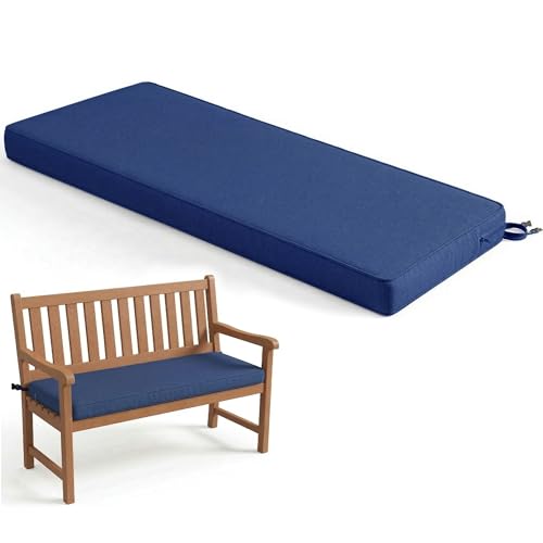 Codi Outdoor Bench Cushion 36 inch, Double Waterproof Patio Furniture Cushions Replacement for Swing, Porch, Couch, 36x18x3'', Navy - color: Navy, size: 36x18x3