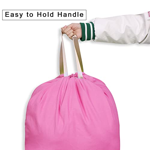 Cotton Canvas Laundry Bag with Handles & Drawstring Straps, Heavy Duty Extra Large Laundry Bags for Laundromat and Household, 25.5x34 Inch, Hot Pink - color: Hot Pink