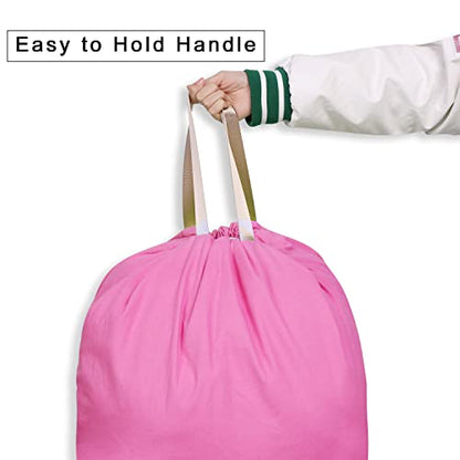 Cotton Canvas Laundry Bag with Handles & Drawstring Straps, Heavy Duty Extra Large Laundry Bags for Laundromat and Household, 25.5x34 Inch, Hot Pink - color: Hot Pink
