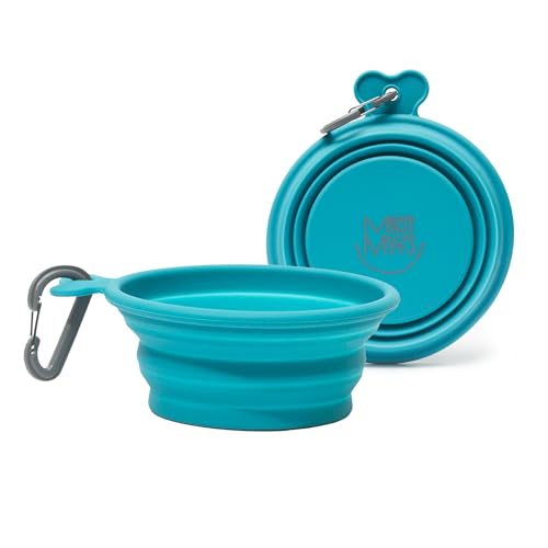 Messy Mutts Silicone Collapsible Bowl | Pet Travel Necessity | Portable Water or Food Dish | Pop Up Watering Bowl | Camping, Hiking, Walking Accessory | Large, 3 Cups | Blue - color: Blue, size: 3 Cups
