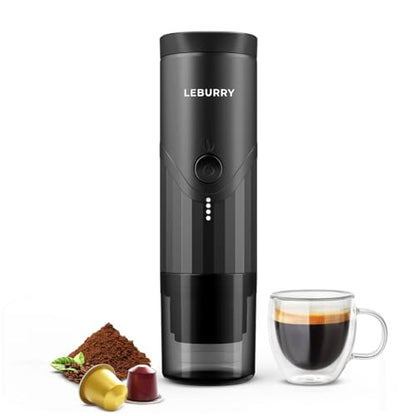 Portable Espresso Machine - Travel Espresso Maker for Both Coffee Ground & Capsules - Battery Powered Coffee Maker - Portable Coffee Maker for Travel, Camping, Home, Office, RV