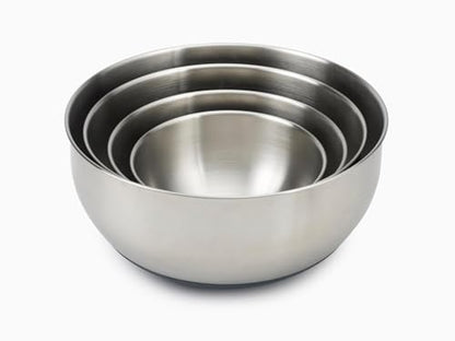 Joseph Joseph Prep&Store- Stainless Steel Mixing Nest Bowls with Lids, 8 piece Metal Bowl food Storage Set, Stainless Steel