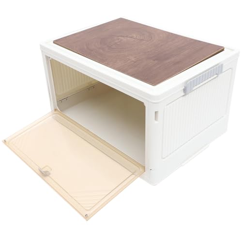 COHEALI Foldable Camping Storage Bin with Wooden Lid Cutting Board Multipurpose Organizer for Car Trunk Closet and Outdoor Use Practical Garment and Book Storage Container