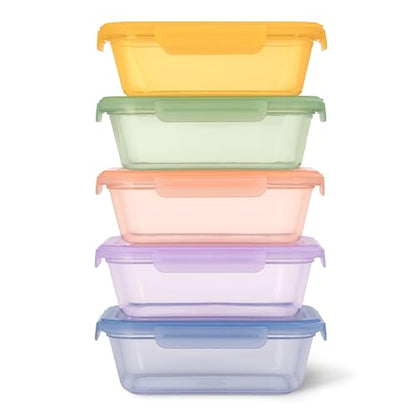 Ello Snap & Nest 10-Piece 4.5 Cup Plastic Meal Prep Set, Reusable Food Containers for Healthy Eating, Freezer, Dishwasher Safe, Cactus Blooms - color: Cactus Blooms, size: Meal Prep