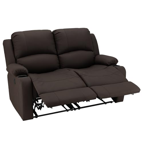 Camper Comfort 58" Wall Hugger Reclining RV Theater Seats | Double Recliner RV Sofa | RV Couch | Wall Hugger Recliner | RV Theater Seating | RV Furniture (Manual, Chocolate) - color: Chocolate, style: Manual