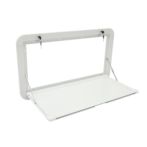 Foldable RV Table, 31.4 X 17.7In Wall-Mounted RV Table Aluminum Alloy Caravan Table with 55.11lbs Max Load Bearing Capacity, RV Dining Table with 2 Locks and 4 Keys for Caravans Truck Campers