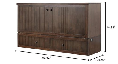 Mega Solutions Murphybedz Tuscany Murphy Cabinet Chest Bed with Charging Station 6 Inch (Tobacco, King) - color: Tobacco, size: King (U.S. Standard)