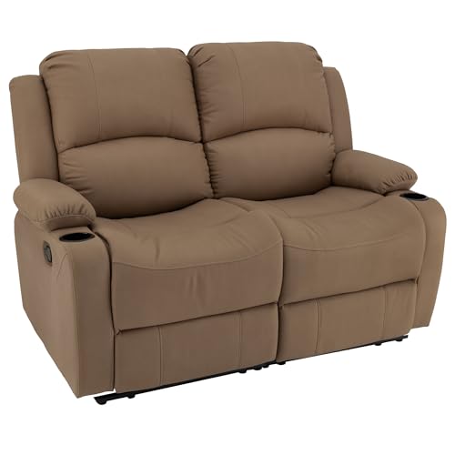 Camper Comfort Faux Suede Leather Reclining Chair, Cappuccino, 58" Wide x 41" Tall x 30" Deep, Wall Hugging Fit for RVs - color: Cappuccino, style: Manual