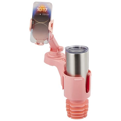 JOYTUTUS Cup Holder Phone Mount for Car, Car Cellphone Large Adapter Long Arm with 360 Degree Rotation, Compatible iPhone, Samsung & All Smartphones,Pink,1 Pack - color: PINK