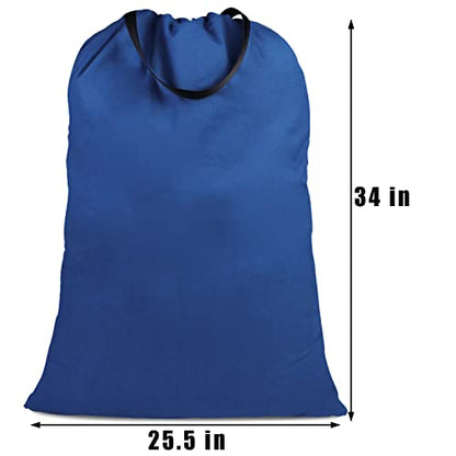 Cotton Canvas Laundry Bag with Handles & Drawstring Straps, Heavy Duty Extra Large Laundry Bags for Laundromat and Household, 25.5x34 Inch, Navy Blue - color: Navy Blue