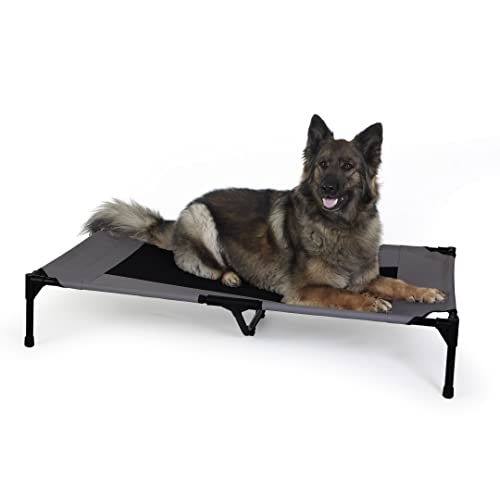 K&H Outdoor Elevated Dog Bed - Cooling Raised Dog Bed for Large & Extra-Large Pets, Breathable Mesh Center Hammock Design, Indoor/Outdoor Washable Cover, Portable Metal Frame, Charcoal, XL 50x32in - color: Charcoal/Black Mesh, size: X-Large 50"L x 32"W