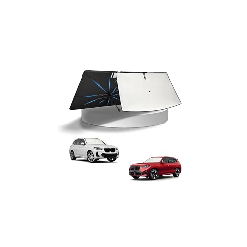 KUST Sun Shade Umbrella for BMW X3 2018-2025 2026 | Custom Fit Windshield Sunshade | Foldable Sunshade with Bendable Handle | Blocks Heat & UV Scratch Resistant Keep Your Car Cool Sunshield - size: For X3 18-26