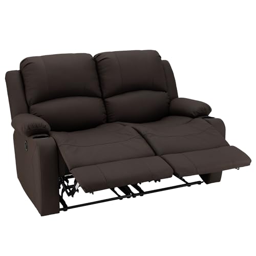 Camper Comfort 58" Wall Hugger Reclining RV Theater Seats | Double Recliner RV Sofa | RV Couch | Wall Hugger Recliner | RV Theater Seating | RV Furniture (Powered, Chocolate) - color: Chocolate, style: Powered