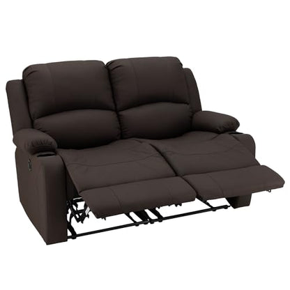 Camper Comfort 58" Wall Hugger Reclining RV Theater Seats | Double Recliner RV Sofa | RV Couch | Wall Hugger Recliner | RV Theater Seating | RV Furniture (Powered, Chocolate) - color: Chocolate, style: Powered