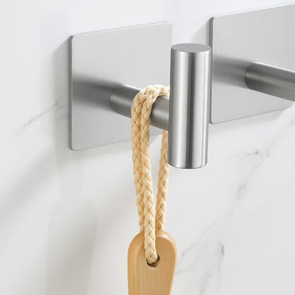 Adhesive Towel Hook 4 Pack, Bathroom Wall Hooks, Sticky Coat Hooks for Hanging, Closet, Robe Hook SUS304 Stainless Steel Brushed, BTH7204-2-P4