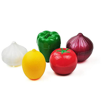 OUKEYI 5-Piece Set Fruit Container Refrigerator,Onion Storage, Vegetable Storage, Onion, Lemon, Green Pepper, Tomato, Garlic Storage Container, Refrigerator Preservation