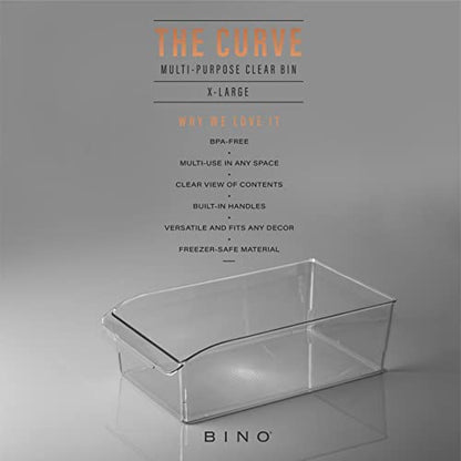 BINO | Plastic Storage Bins, X-Large | THE CURVE COLLECTION | Multi-Use Organizer Bins | Built-In Handle | BPA-Free | Pantry Organization | Home Organization | Fridge and Freezer Organizer - size: X-Large