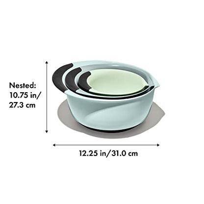 OXO Good Grips 3-Piece Plastic Mixing Bowl Set - Cadet Blue,Tower Gray,Jade,Small,Medium,Large,(Pack of 4) - color: Cadet Blue/Tower Gray/Jade, size: Small, Medium, Large (Pack of 4)