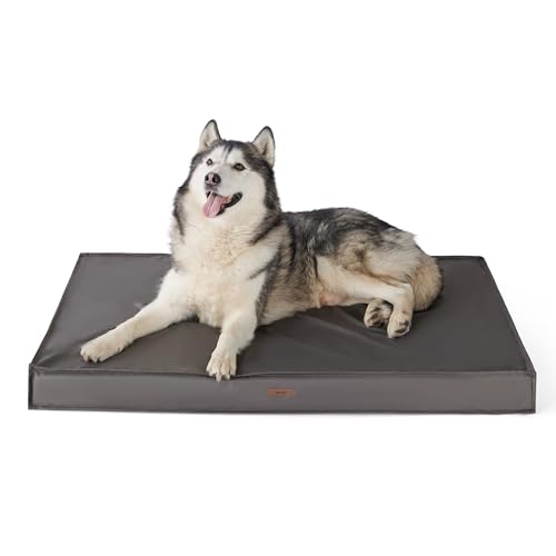 LE SURE Outdoor Waterproof Dog Bed for Extra Large Dogs, Orthopedic Egg Crate Foam Pet Bed with Oxford Fabric Surface and Removable and Durable Cover, Machine Washable, 48''x30'', Grey - color: Grey, size: 48"L x 30"W x 4"Th