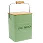 Morezi Dog Treat and Food Storage tin with Wooden lid and Scoop Included - White Powder - Carbon Steel - Dog Food bin - pet Food Container Storage Canister Green - color: Green