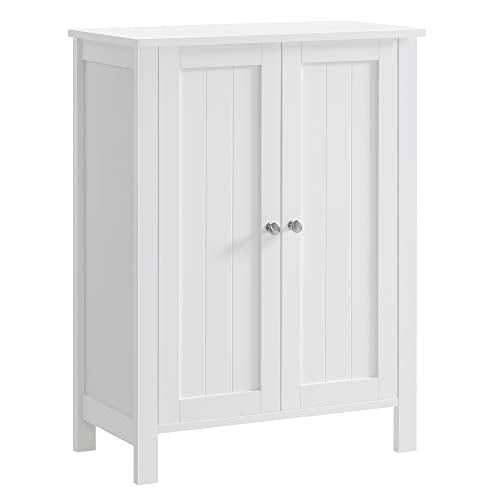 VASAGLE Floor Storage Cabinet, Freestanding Storage Unit with 2 Adjustable Shelves, for Bathroom Living Room Dining Kitchen, 11.8 x 23.6 x 31.5 Inches, Cloud White UBCB60WV1 - color: Cloud White, style: 2 Doors（31.5"）