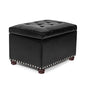 Leather Ottoman with Storage,24’’Foot Rest Ottomans with Hinged Lid Rectangle Upholstered Foot Stools Nailhead Trim for Living Room Bedroom,Black - color: Black