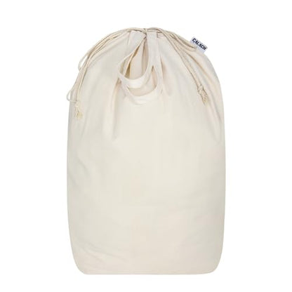 Canvas Laundry Bags with Handles & Square Base 13.8"Wx13.8"Dx27.6"H, Large Heavy Duty Laundry Hamper Bag, College Dorm Washable Drawstring Canvas Dirty Clothes Sack (Beige,1 Pack) - color: Beige 1-Pack | Square Base, size: 13.8"Wx13.8"Depthx27.6"H