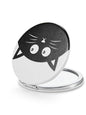 OMIRO 1X/10X Compact Magnifying Mirror, Unique Painting Pocket Mirror with Classical PU Leather (Round, Black Cat) - color: Black Cat
