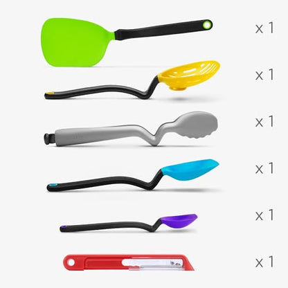 Dreamfarm Ultimate Set of The Best Silicone & Nylon Kitchen Utensil 6pc Set | Non-stick safe cooking and baking tools and gadgets, includes Chopula, Supoon, Mini Supoon, Clongs Lite, Sharple and Lestrain - size: 6 Piece Ultimate Set