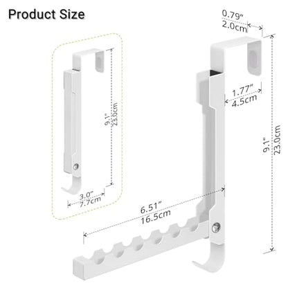 Over The Door Hooks, Heavy Duty 7-Hook Metal Door Hanger for Coats, Clothes Drying Rack, Extra Large Hook for Bags, Foldable Portable Space Saving - Entryway Bedroom Laundry Room Travel, White - size: 1 Pack