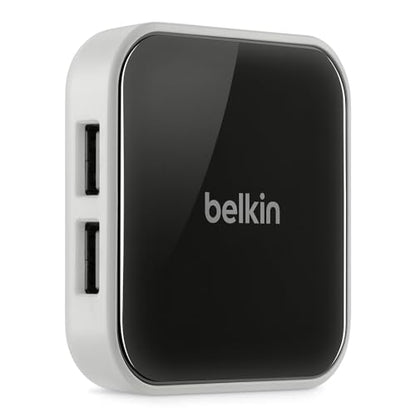 Belkin 4-Port Powered Desktop USB Hub with Support for USB-A, USB 2.0, and USB 1.1, Black and White