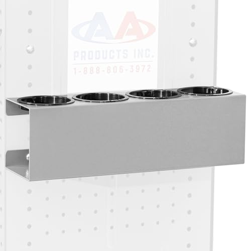 AA Products P-SH-Spray Can Holder 4 Bottle Spray Holder Rack Wall-Mounted Racks, Steel Aerosol Can Rack Design for 13" D Van Shelving for Garage and Workspace (Silver) - size: 13" Wide