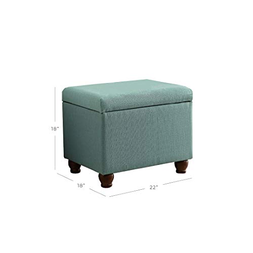HomePop 22" Medium Rectangular Storage Ottoman - Aqua Linen - color: Aqua Linen