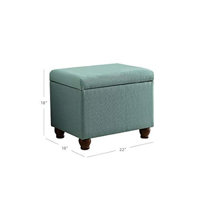 HomePop 22" Medium Rectangular Storage Ottoman - Aqua Linen - color: Aqua Linen