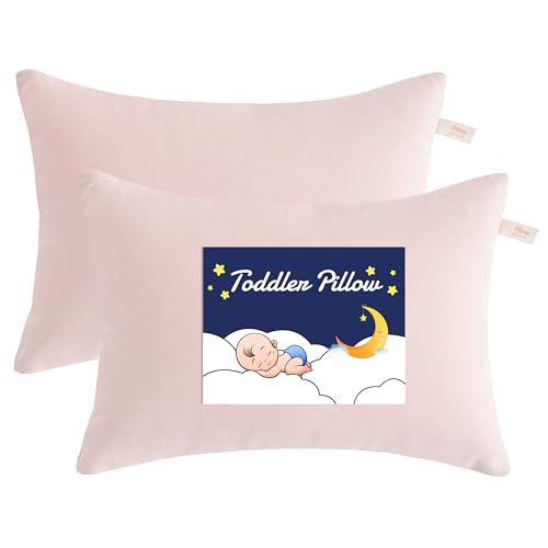 NTBAY Toddler Pillows, Down Alternative 13"x18" Pillows, Machine Washable - Soft and Breathable Travel Small Pillows for Sleeping, Ideal for Daycare, Crib, Cot, Pink - color: Pink, size: 13"x18"