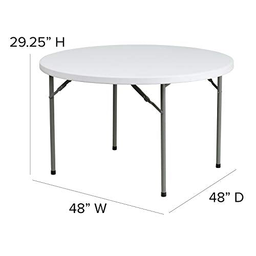 Flash Furniture Elon 4' Round All-Occasion Plastic Folding Event Table, Foldable Portable Banquet Table for Indoor/Outdoor Events, White - size: 48" Round