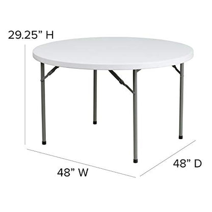 Flash Furniture Elon 4' Round All-Occasion Plastic Folding Event Table, Foldable Portable Banquet Table for Indoor/Outdoor Events, White - size: 48" Round