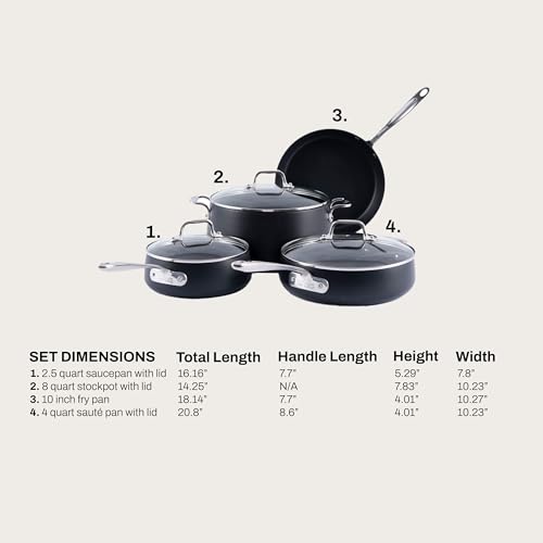 All-Clad Hard Anodized Expert Nonstick Cookware Set, -7 Piece Pots and Pans Set, Induction, OvenSafe 500F - Includes Frying Pans, Saucepan, Sauté-Pan, Stockpot, Professional Cookware - Black - size: 7 Piece Cookware Set