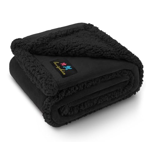 Waterproof Pet Blanket, Liquid Pee Proof Dog Blanket for Sofa Bed Couch, Reversible Sherpa Fleece Furniture Protector Cover for Small Medium Large Dogs Cats, Black Small（40" x 28"） - color: Black-thicken, size: S (40" x28")