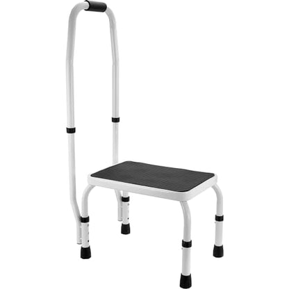 VEVOR Step Stool 1-Step 330lbs Capacity, 3 Adjustable Height with Handle Steel Step Ladder, Portable Toddler Step Stools for Adults, Non-Slip Sturdy Step Ladders for Office, RVs, Pets - size: 1-Step with Handle