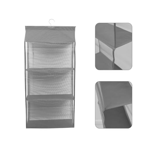 BESPORTBLE Gray Hanging Organizer Bag with Hook Space-Saving Dustproof Storage Container for Dorm Pantry Rv Closet Lightweight and Organizing Pouch for Household Items