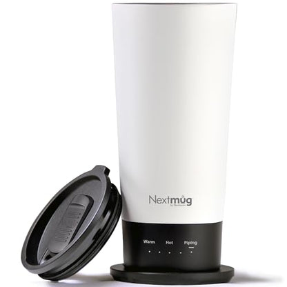 Nextmug Go - Temperature-Controlled, Self-Heating Travel Mug (White - 16 oz.) - color: White