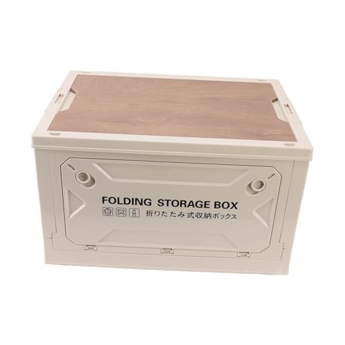 Omabeta Folding Camping Storage Box with Strong Load Bearing Capacity Foldable Bin Container for Car Picnic, Camping,Toy Storage Made of PP, MDF (Light Gray) - color: Light Gray
