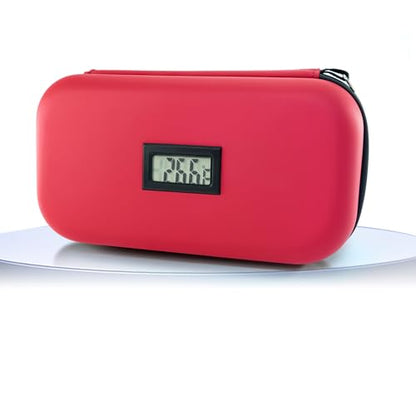 Gosemai TSA Approved Insulin Cooler Travel Case Medication Cooler for Travel with Thermometer Temperature Display Diabetic Medication Organizer Medical Travel Cooler Bag with 2 Ice Pack - color: Red
