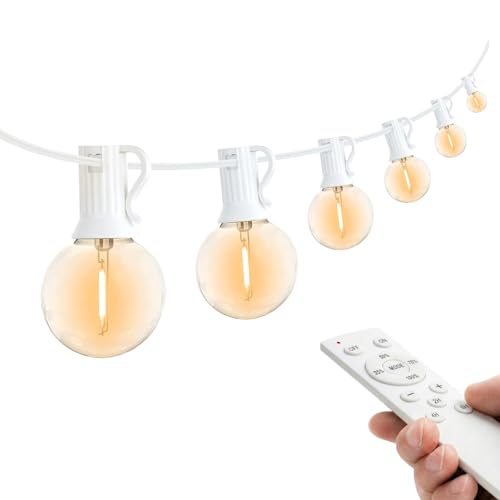 G40 String Lights for Outside 100FT with 100+4 Bulbs 2200K Warm White, Remote & Dimmer, Bistro Lights with 3 Light Modes & Timing,Paio Lights Outdoor for Patio Backyard Gazebo Pergola Café - color: White-2200K, size: G40 100FT Remote