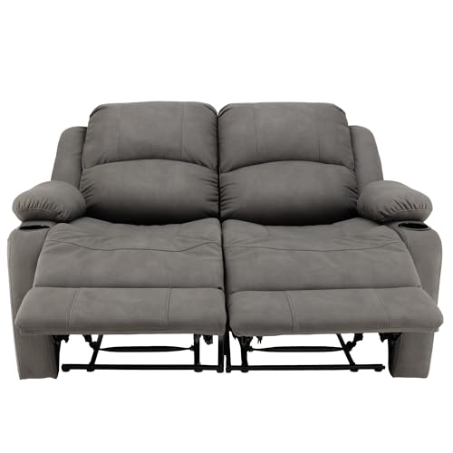 Camper Comfort 58" Wall Hugger Reclining RV Theater Seats | Double Recliner RV Sofa | RV Couch | Wall Hugger Recliner | RV Theater Seating | RV Furniture (Manual, Slate) - color: Slate, style: Manual