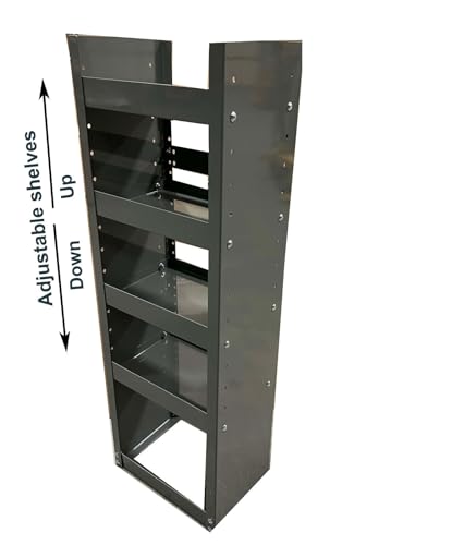 True Racks Van Shelving Storage Tower 40"" H x 13"" W x 9-1/4""D to fit Full Size Standard Roof Vans - GMC Savana, Chevy Express, Ford Econoline & Ford Transit Low Roof, Grey